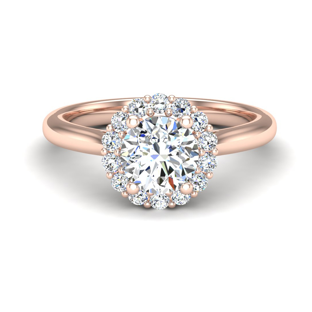 Aria Dainty Floral Style Halo Engagement Ring